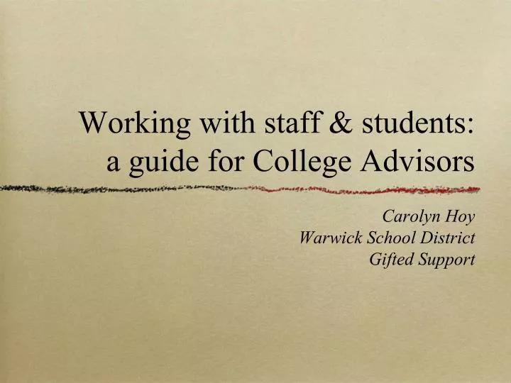 working with staff students a guide for college advisors