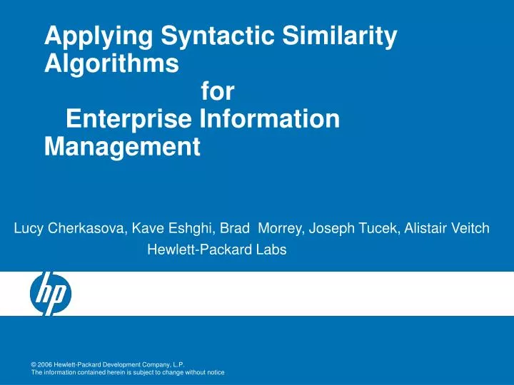 applying syntactic similarity algorithms for enterprise information management
