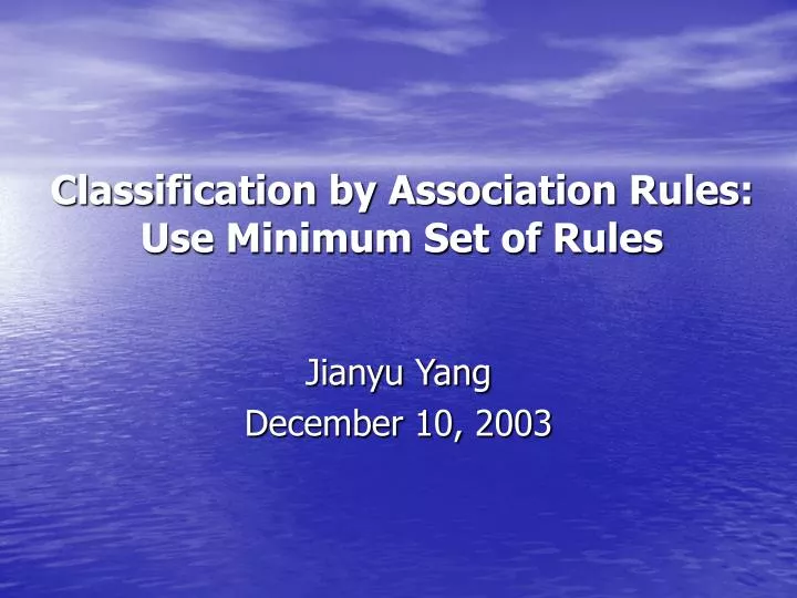 classification by association rules use minimum set of rules