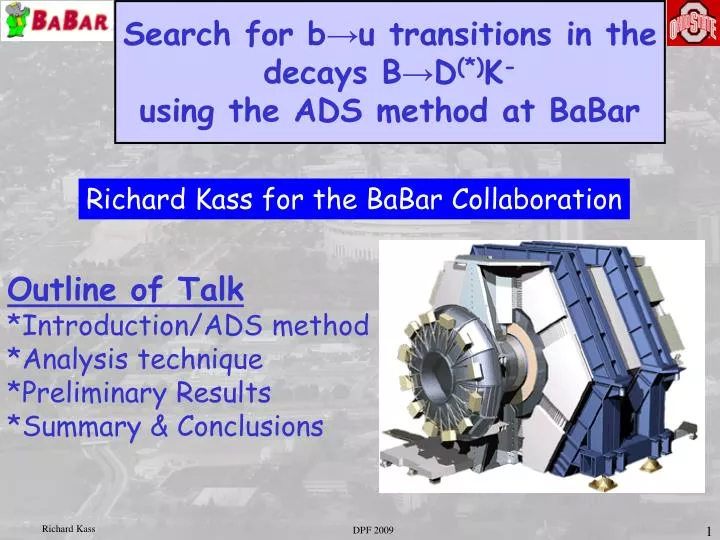 search for b u transitions in the decays b d k using the ads method at babar
