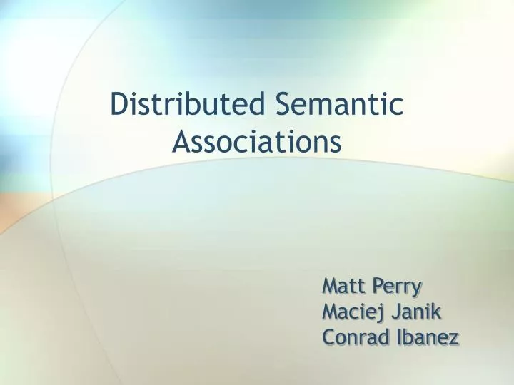 distributed semantic associations
