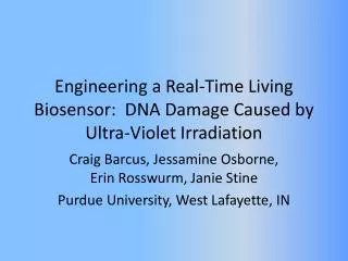 Engineering a Real-Time Living Biosensor: DNA Damage Caused by Ultra-Violet Irradiation