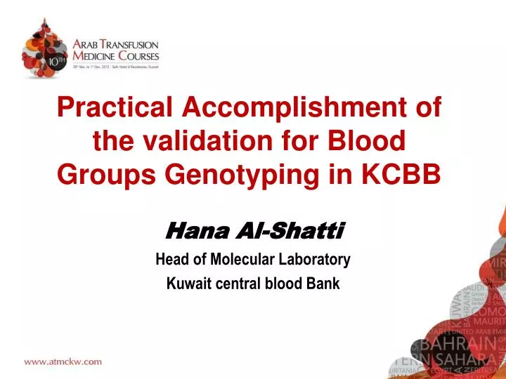 practical accomplishment of the validation for blood groups genotyping in kcbb