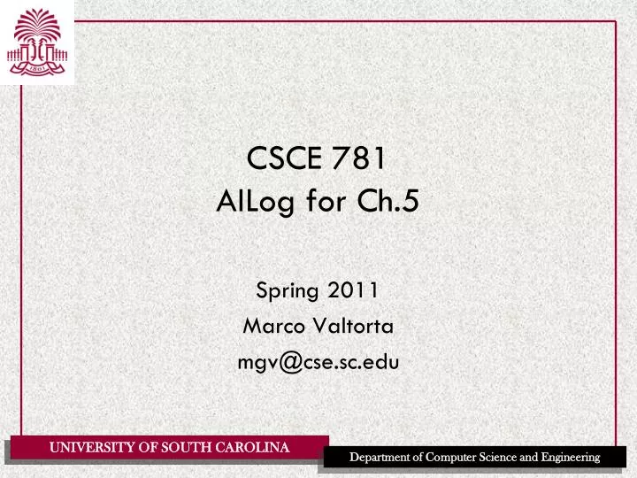 csce 781 ailog for ch 5