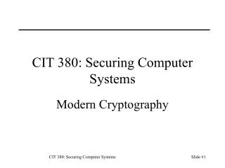 CIT 380: Securing Computer Systems