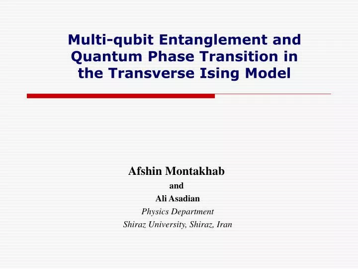 multi qubit entanglement and quantum phase transition in the transverse ising model