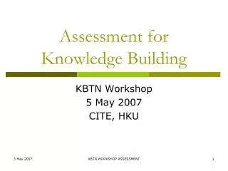 Assessment for Knowledge Building