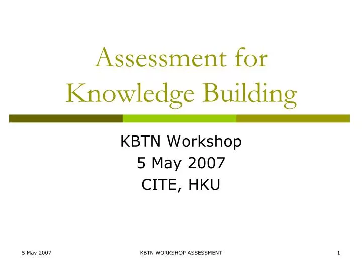 assessment for knowledge building