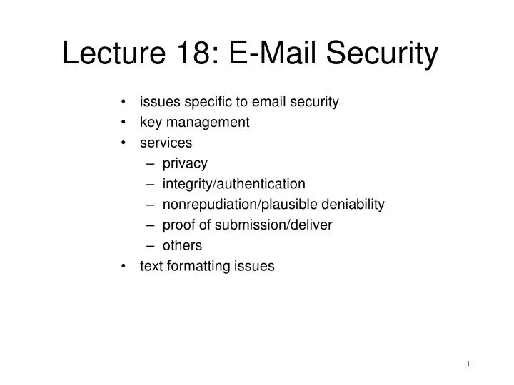 lecture 18 e mail security