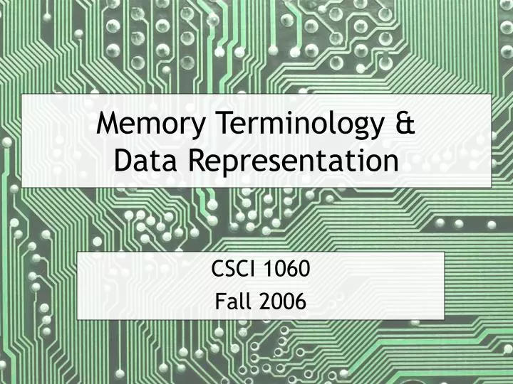 memory terminology data representation