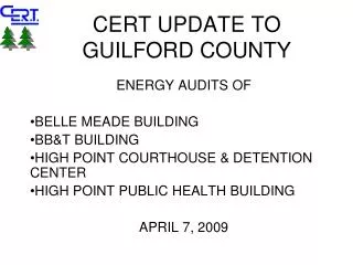 CERT UPDATE TO GUILFORD COUNTY