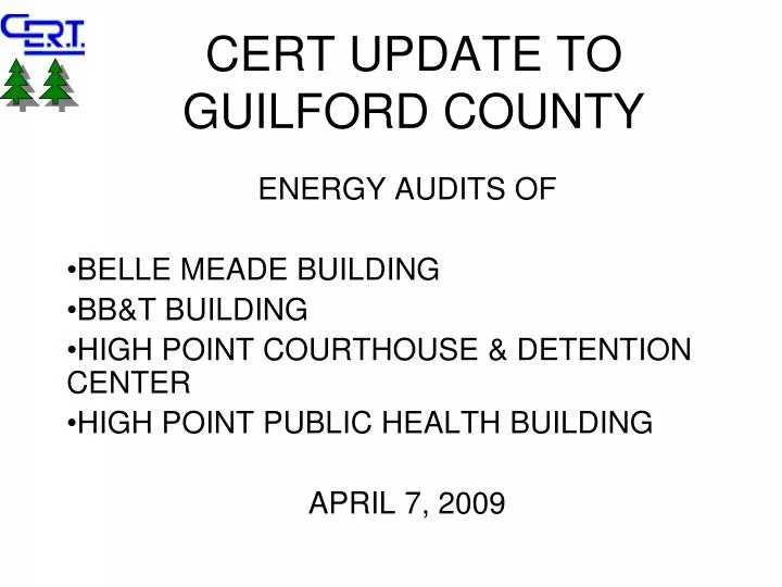 cert update to guilford county