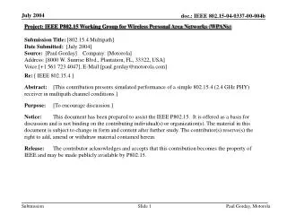 Project: IEEE P802.15 Working Group for Wireless Personal Area Networks (WPANs)