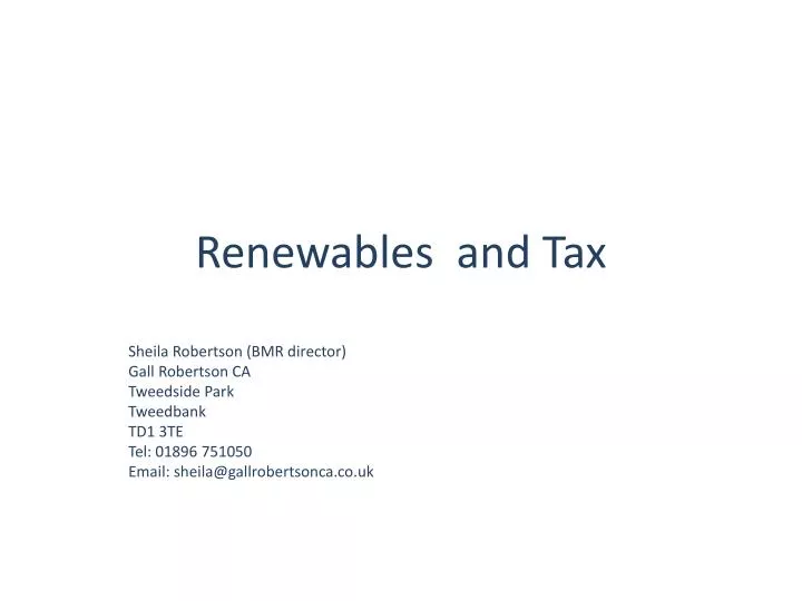 renewables and tax
