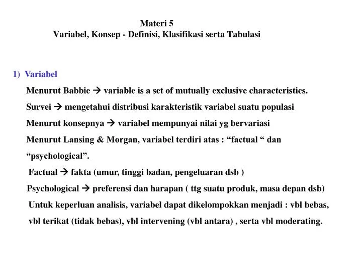 materi 5 variabel konsep definisi klasifikasi serta tabulasi