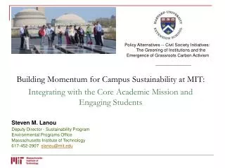 Building Momentum for Campus Sustainability at MIT:
