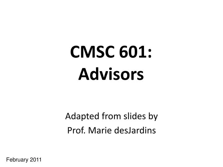 cmsc 601 advisors