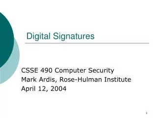 Digital Signatures