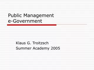 Public Management e-Government