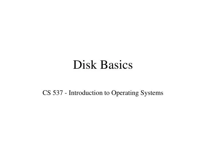 disk basics