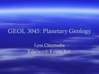 GEOL 3045: Planetary Geology