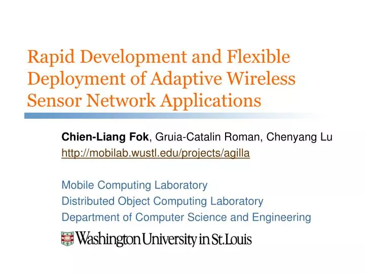 rapid development and flexible deployment of adaptive wireless sensor network applications