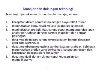manajer dan dukungan teknologi