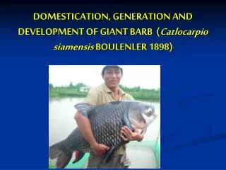DOMESTICATION, GENERATION AND DEVELOPMENT OF GIANT BARB ( Catlocarpio siamensis BOULENLER 1898)