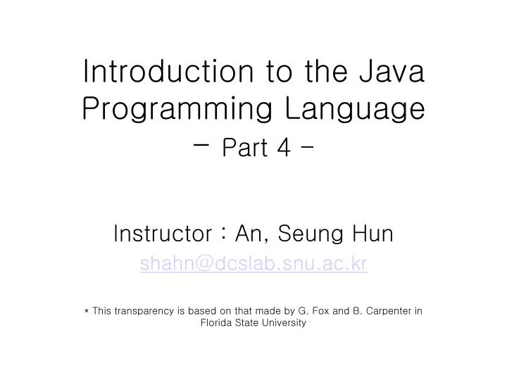 introduction to the java programming language part 4