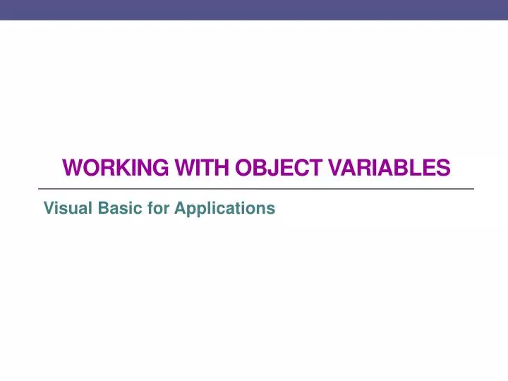 working with object variables