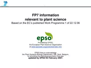 FP7 information relevant to plant science