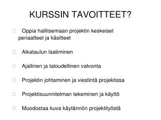 kurssin tavoitteet