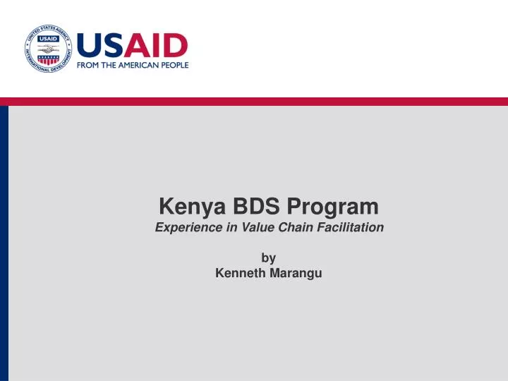 kenya bds program experience in value chain facilitation by kenneth marangu