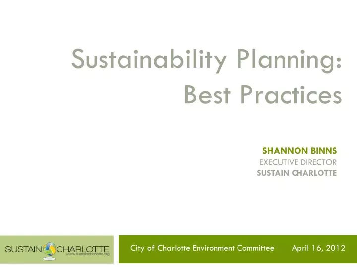 sustainability planning best practices