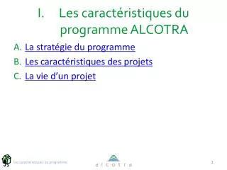 les caract ristiques du programme alcotra