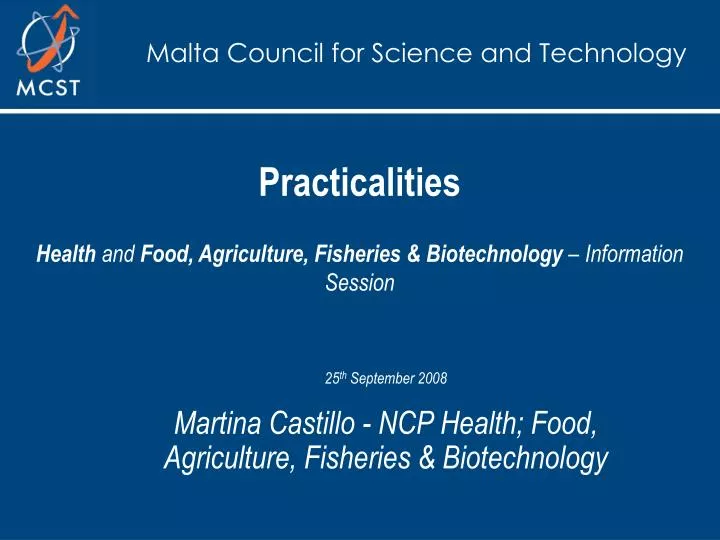 practicalities health and food agriculture fisheries biotechnology information session
