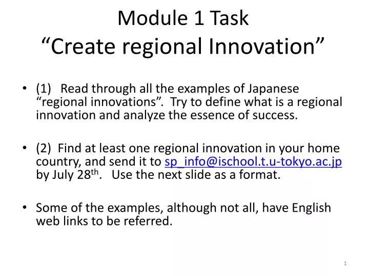 module 1 task create regional innovation