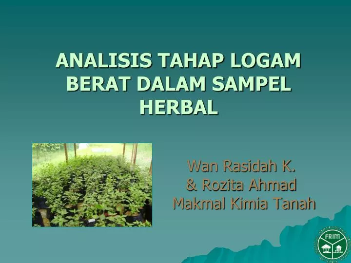 analisis tahap logam berat dalam sampel herbal