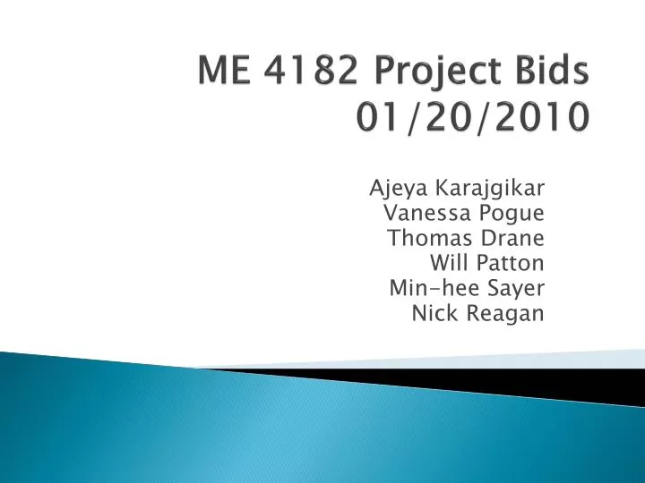 me 4182 project bids 01 20 2010