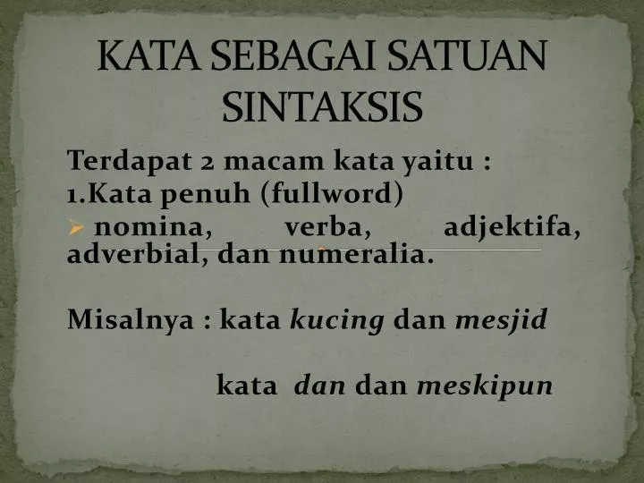 kata sebagai satuan sintaksis