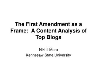 The First Amendment as a Frame: A Content Analysis of Top Blogs