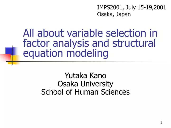 all about variable selection in factor analysis and structural equation modeling