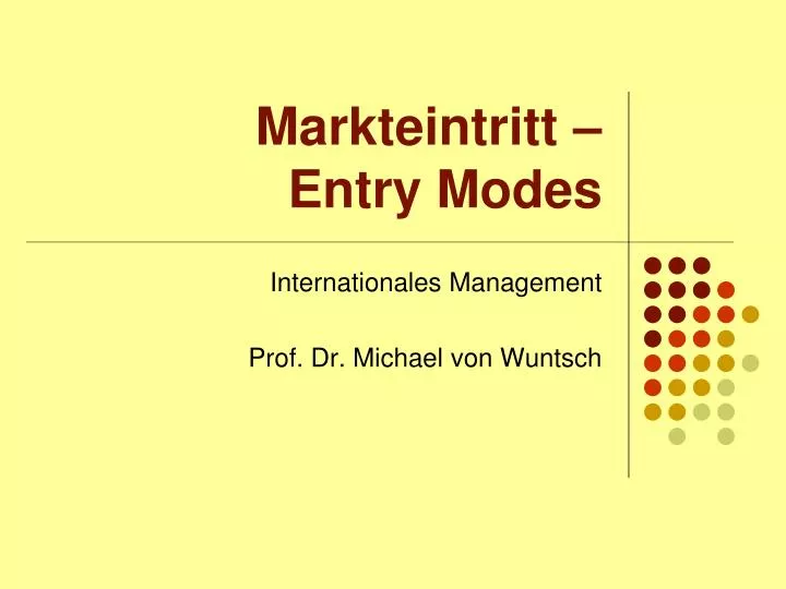 markteintritt entry modes