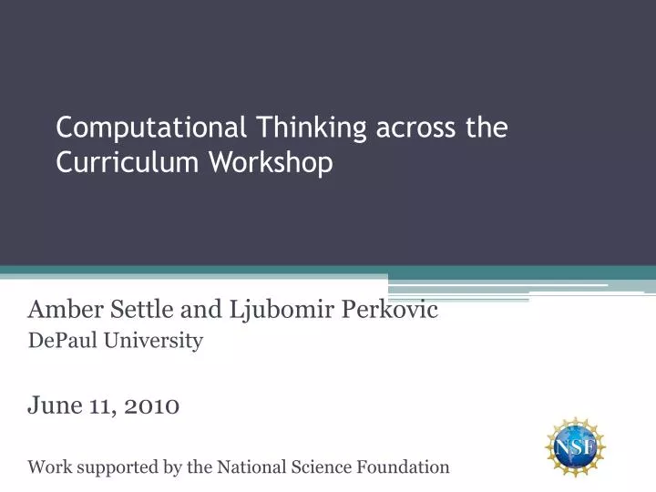 computational thinking across the curriculum workshop