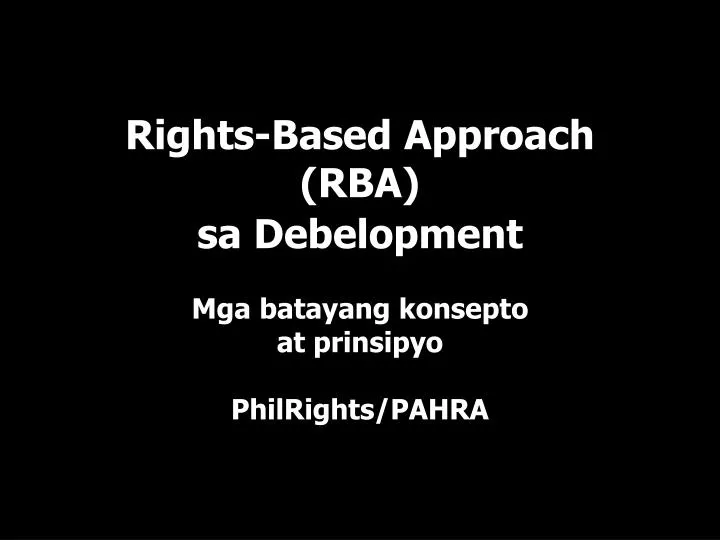 rights based approach rba sa debelopment