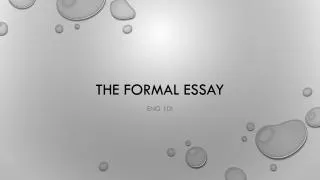 The Formal Essay