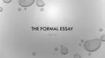 The Formal Essay - slide 1