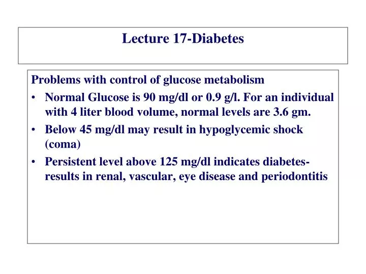 lecture 17 diabetes