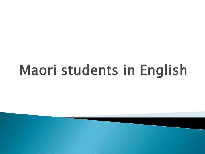 maori students in english
