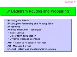 IP Datagram Routing and Processing